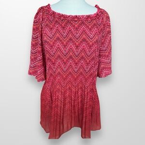 Catherines Womens Size 1X WP 18/20 Top Shirt Blouse Short Sleeve Lightweight